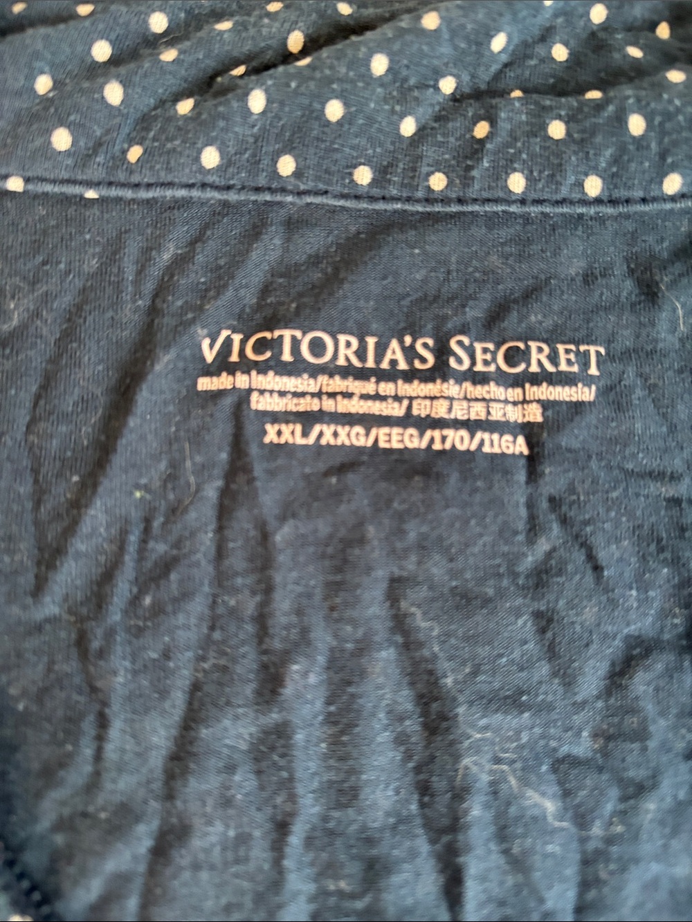 Victoria's Secret Navy Blue Polka Dot Pajama Set - Picture 2 of 6